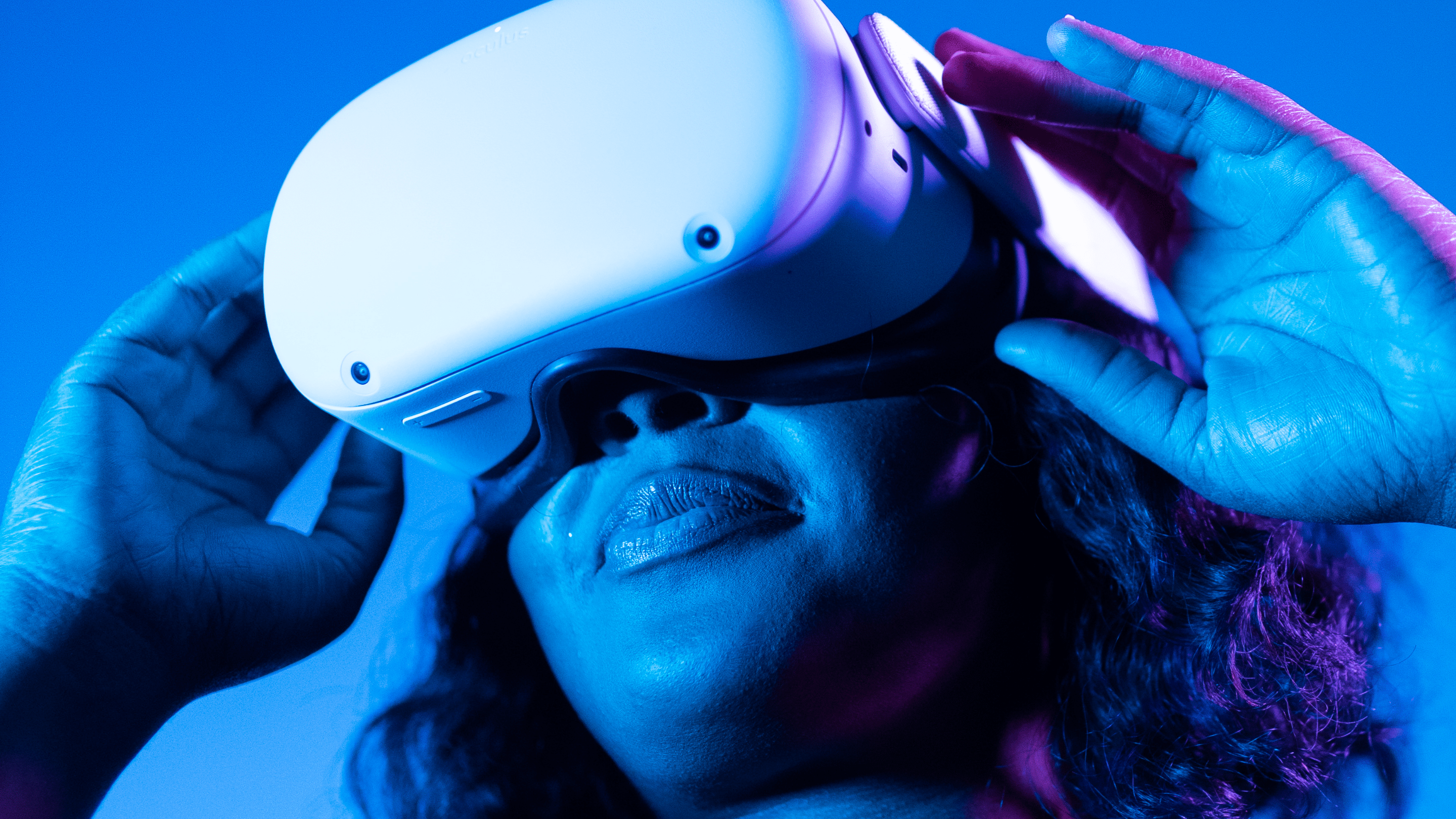 Woman enjoys VR experience