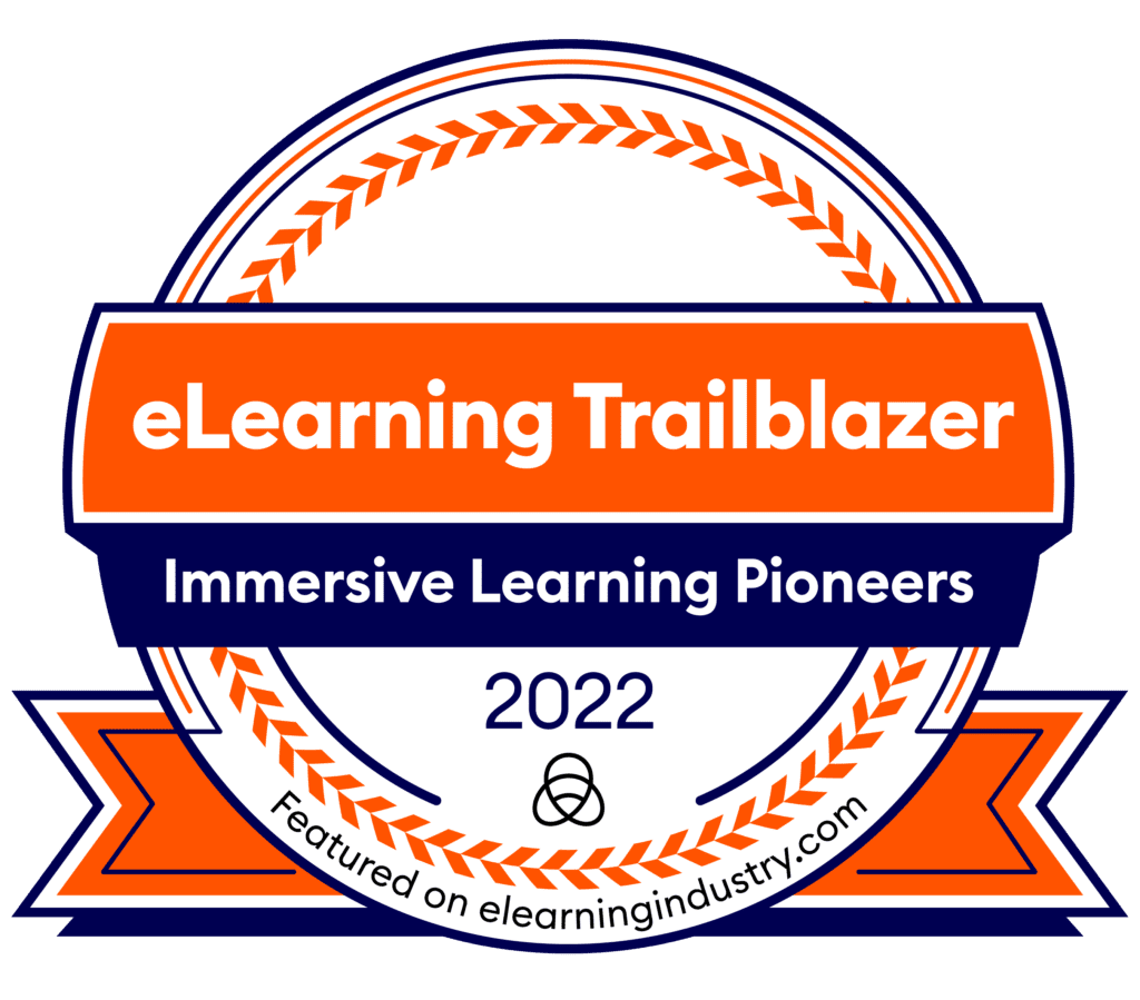 "eLearning Trailblazer: Immersive Learning Pioneers" badge from elearningindustry.com