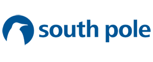 South Pole logo: profile of a penguin contrasted against blue circle with text: south pole