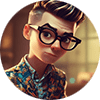 AI generated image - Max – The Metacognitive Reflection Agent Max has an unconventional, creative look—think patterned trousers, layered textures, and a quirky lapel pin. Their short asymmetrical haircut and round glasses give them a curious, thoughtful vibe. Max often tilts their head while listening, with a playful smile that suggests they’re about to ask a really great question.