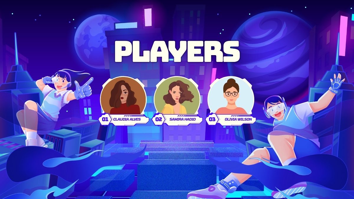 Video game inspired graphic with Player avatars