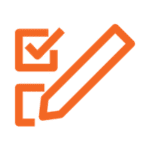 Icon of a quiz tick boxes and a pen