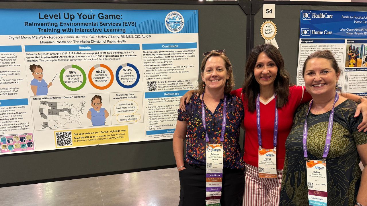 Image of Mountain Pacific colleagues receiving recognition at the Association for Professionals in Infection Control and Epidemiology (APIC) Annual Conference in Nashville (2026).