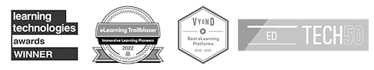 Near-Life awards: Learning Technologies Awards Winner, Elearning Trailblazer: Immersive Learning Pioneer, Vyond: Best eLearning Platform, EdTech 50 2026